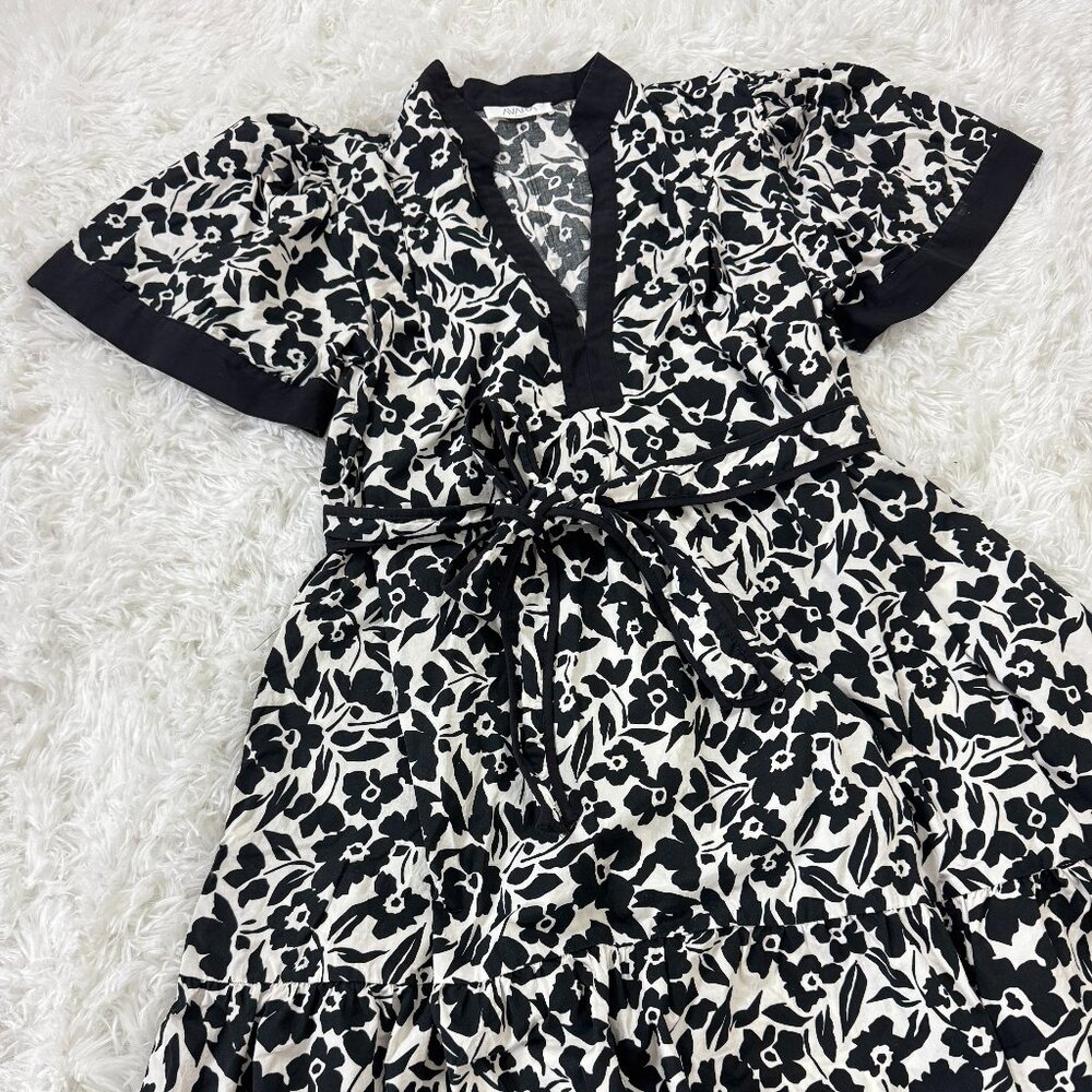 AVARA Black and White Midi Dress 100% Cotton Size S - Picture 4 of 9